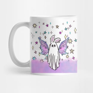 Ghost Bunny Fairy in Cotton Candy Clouds & Star Confetti Mug